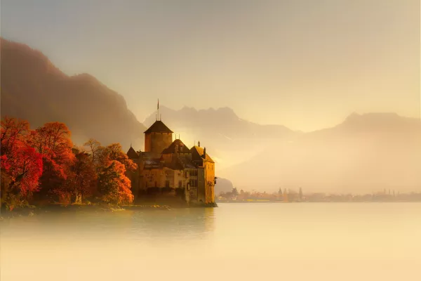 Autumn in Chillon Castle Montreux Switzerland